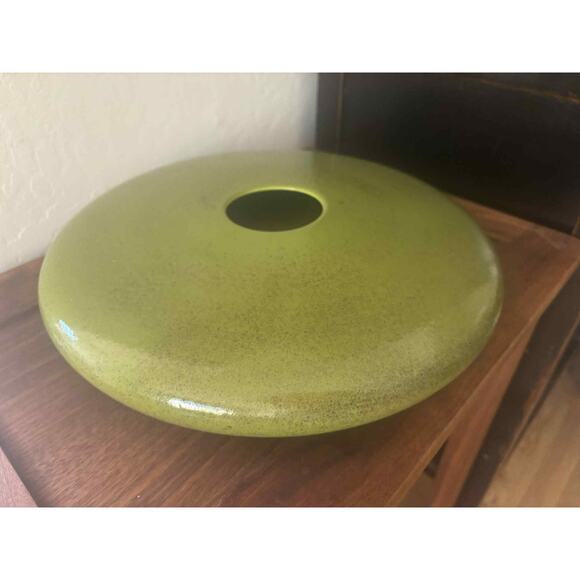 Global Views Other - Global Views Ceramic Disc Green Vase Made Portugal Sculptural Modern Decor EUC